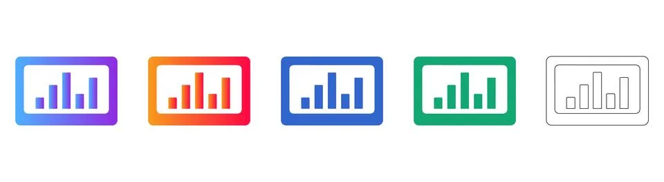 Simple Bar Chart Display Icons Stock Illustration