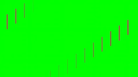 A simple bar chart with four rising red columns on a vibrant green background Stock Footage 340267140