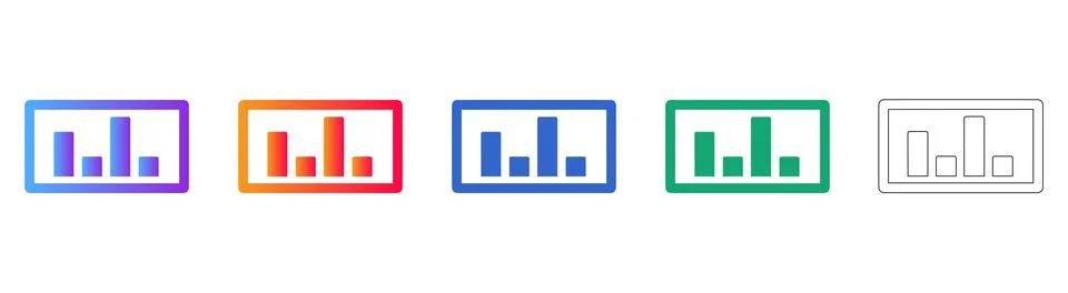 Simple Bar Chart Progress Icons Stock Illustration