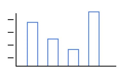 Simple Bar Chart Representing Data with Four Vertical Bars of Varying Heights 库存插图