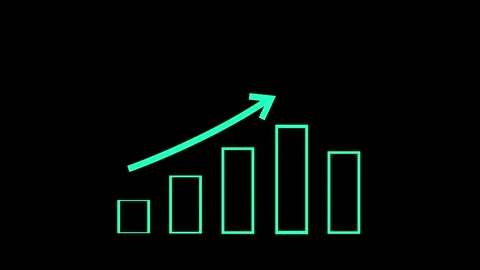 Simple bar chart with an upward arrow growth progress and rising success an.. Stock Footage 337177413