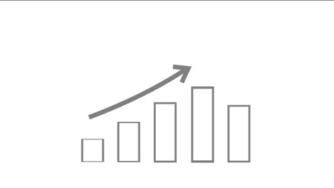 Simple bar chart with an upward arrow growth progress and rising success an.. Stock Footage 337177420