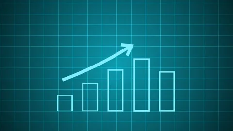 Simple bar chart with an upward arrow growth progress and rising success an.. Stock Footage 337177437