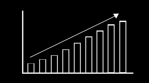 Simple bar chart with an upward arrow growth progress and rising business p.. Stock Footage 337177539