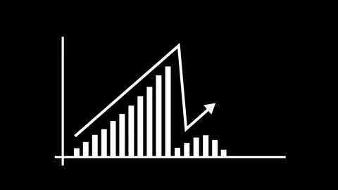 Simple bar chart with an upward arrow growth progress and financial success.. Stock Footage 337178403