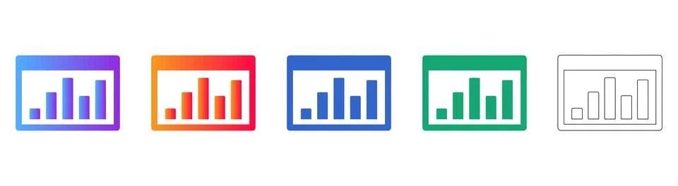 Simple Bar Chart Window UI Icon Set Illustrazione stock