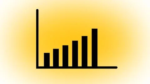A simple bar graph with increasing bars on a yellow gradient background. Stock Illustration