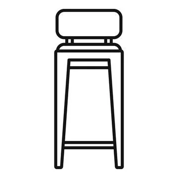 Simple bar stool with backrest line icon on white background Illustrazione stock