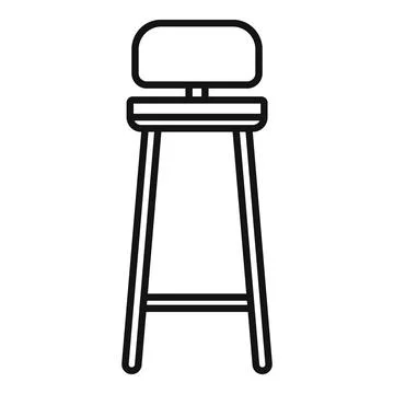 Simple bar stool with backrest line icon representing furniture Illustrazione stock