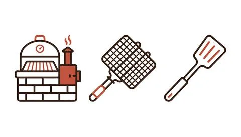 Simple barbecue grill tools set illustration Vector Stock Illustration