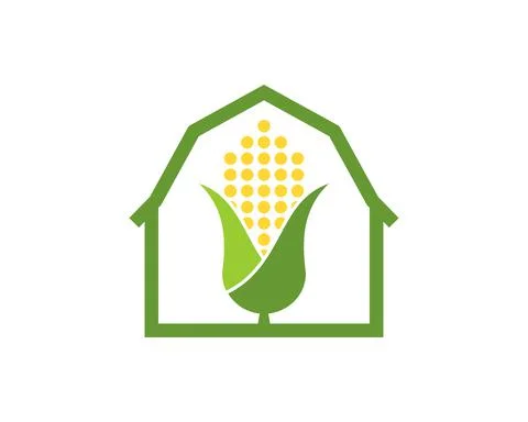 Simple barn with abstract corn inside Stock Illustration