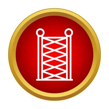 Simple barrier icon on a red circle with a gold border Illustrazione stock