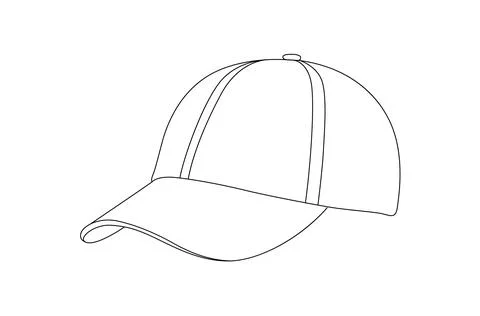 Simple baseball cap outline in black on white background. Stock Illustration