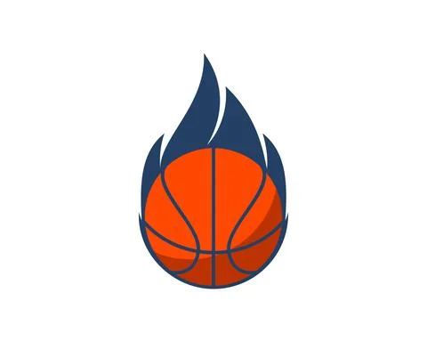 Simple basket ball with fire flames Stock Illustration