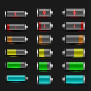 Simple battery charge icon set Stock Illustration
