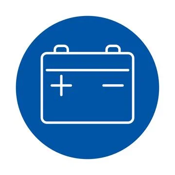 Simple Battery Icon on a Blue Background for Energy and Electrical Concepts Stock Illustration