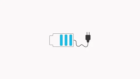 Simple battery icon connected to charging plug Stock Footage 333782136