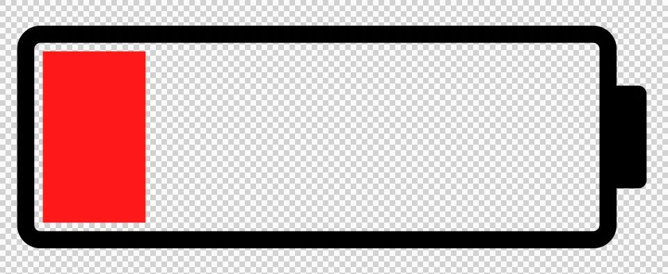 Simple battery icon indicating low battery Stock Illustration