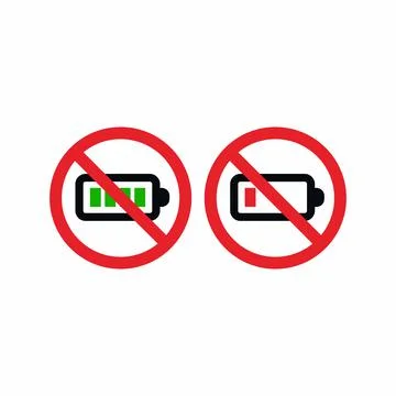 Simple Battery Stop Warning Rules Vector Icon Stock Illustration
