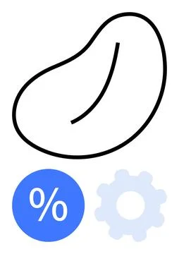 Simple Bean Shape with Percentage Symbol and Gear for Finance, Business, or.. 스톡 일러스트