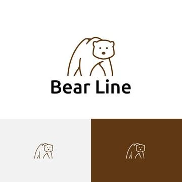 Simple Bear Line Art Style Nature Logo Template Stock Illustration
