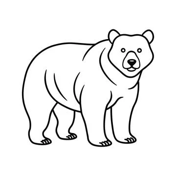 Simple bear outline standing vector illustration isolated on white background Stock Illustration