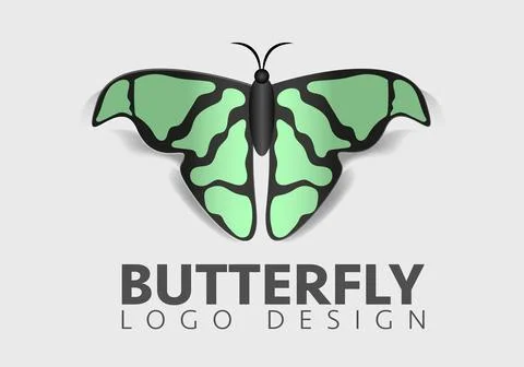 Simple beautiful butterfly vector logo design template open wings from top view 스톡 일러스트