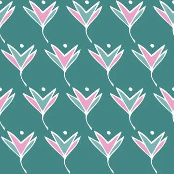 Simple Beautiful Flower Seamless Pattern Background Wallpaper Stock Illustration