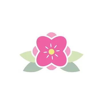 Simple beautiful pink flower vector logo and icon Illustrazione stock