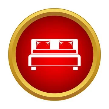 Simple bed icon showing a comfortable mattress and pillows Stock Illustration