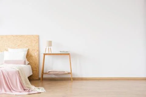 Simple bedroom with copy space Stock Photos