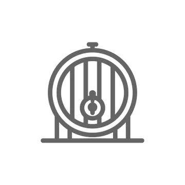 Simple beer or wine barrel line icon. Symbol and sign vector illustration design Stock Illustration
