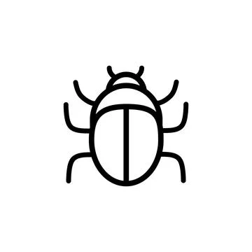 Simple Beetle Insect Symbol. Minimal Scarab Bug Vector Illustration Icon Stock Illustration