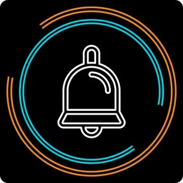 Simple Bell Thin Line Vector Icon Stock Illustration