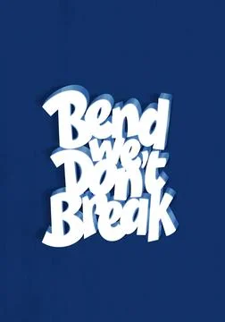 Simple Bend we don't break hand-drawing 3d Words Navy Blue textured background Stock Illustration
