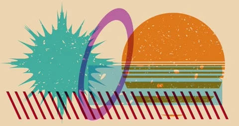 Simple big risograph shapes Stock Footage 282074106