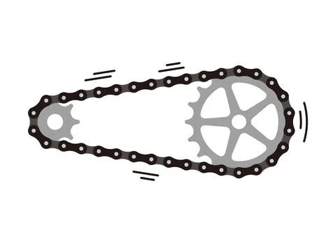 Simple bike Chain with cogwheels. Vector illustration Stock Illustration