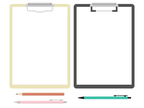 Simple binder frame and pens and pencil. Stock Illustration