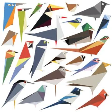 Simple bird designs set Stock Illustration