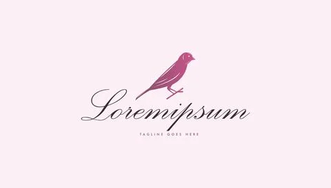 Simple bird logo with classic pink color. Stock Illustration