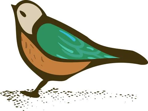 Simple bird vector illustration in retro colorway Stock Illustration