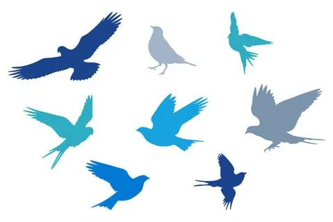 Simple birds silhouettes. イラスト素材