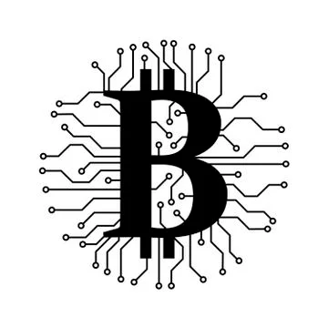 Simple Bitcoin crypto currency icon with blockchain, vector Stock Illustration