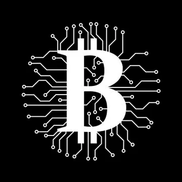 Simple Bitcoin crypto currency icon with blockchain, vector Illustrazione stock