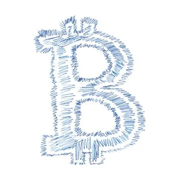 Simple Bitcoin hand-drawn symbol Stock Illustration