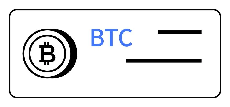 Simple Bitcoin Icon with BTC Text on Plain White Background Stock Illustration