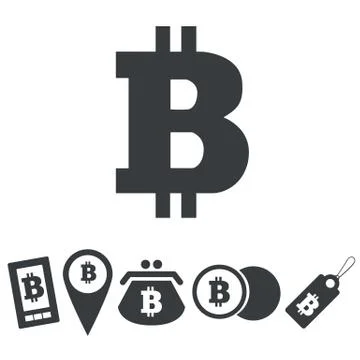 Simple bitcoin icon set 库存插图