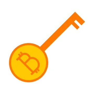 Simple Bitcoin Key Unlocking Vector Illustration Graphic Stock Illustration
