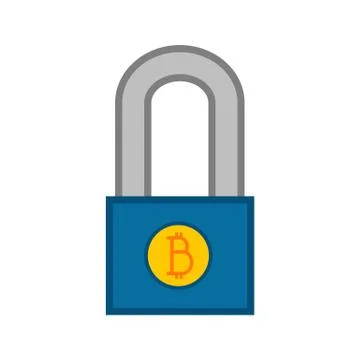Simple Bitcoin Padlock Vector Illustration Graphic Stock Illustration