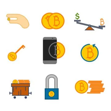 Simple Bitcoin Symbol Vector Illustration Graphic Set 库存插图